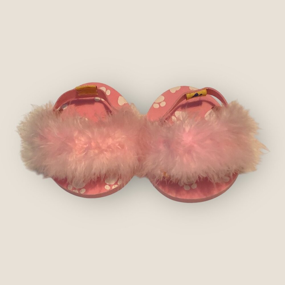 Build-A-Bear Workshop Fuzzy Furry Pink Open Style Slippers BABW